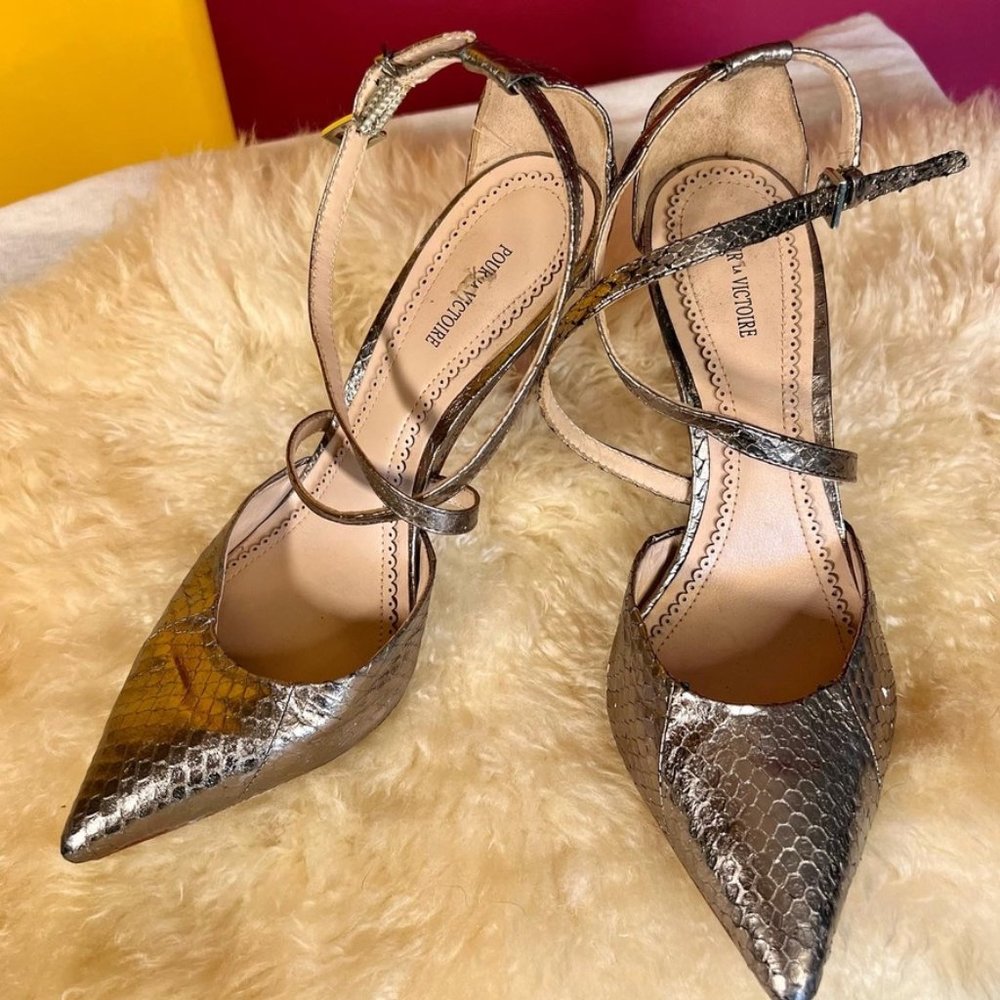 Pour la Victoire Strappy Metallic Pumps